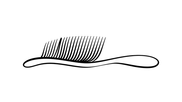 Elegant black hair comb illustration white background.