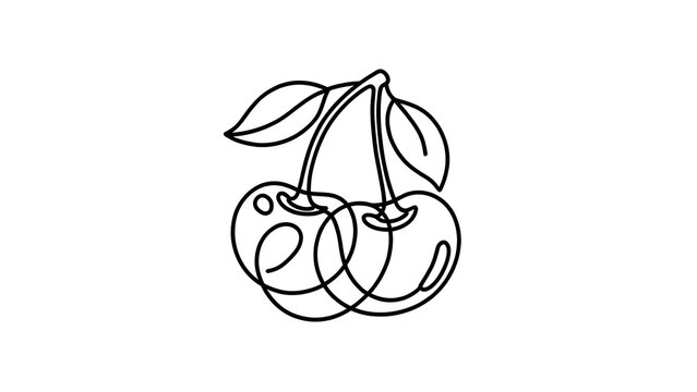 Minimalist cherry illustration on white background.
