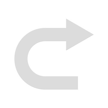 U-turn arrow pointing right on transparent background