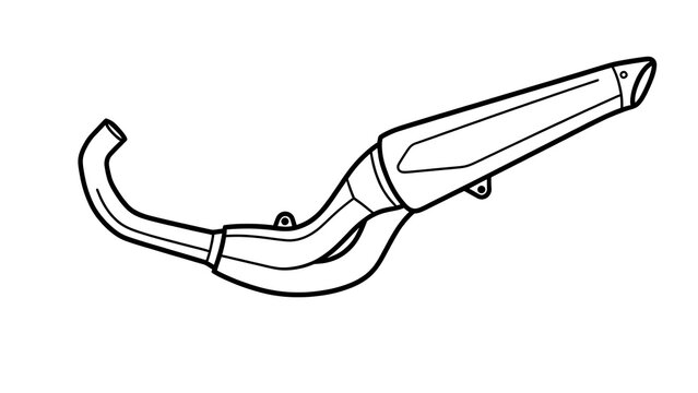 Motorcycle exhaust pipe on white background.