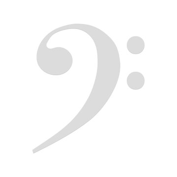 Bass clef musical symbol icon silhouette over transparent background