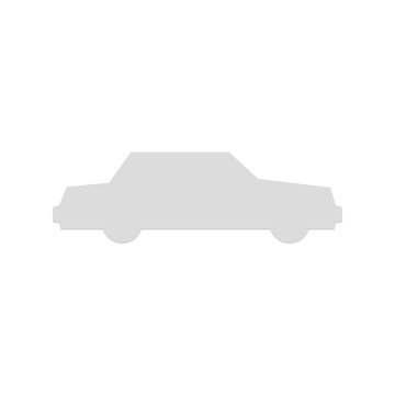 Side view of sedan car silhouette shown as a simple white flat design icon