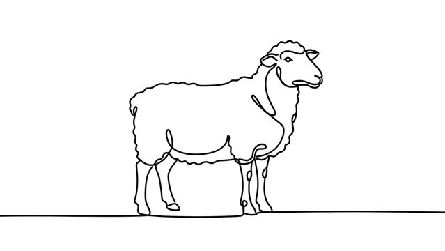 Simple line drawing of a sheep on white background.