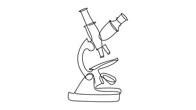 Microscope line art illustration white background.