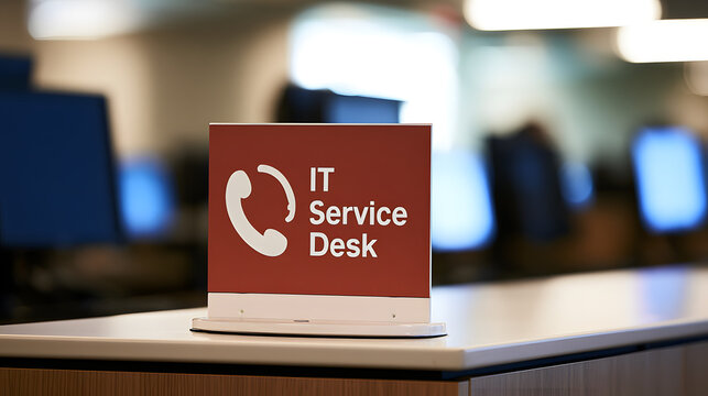 The IT information assistance center features an IT Service Desk sign, offering online support.