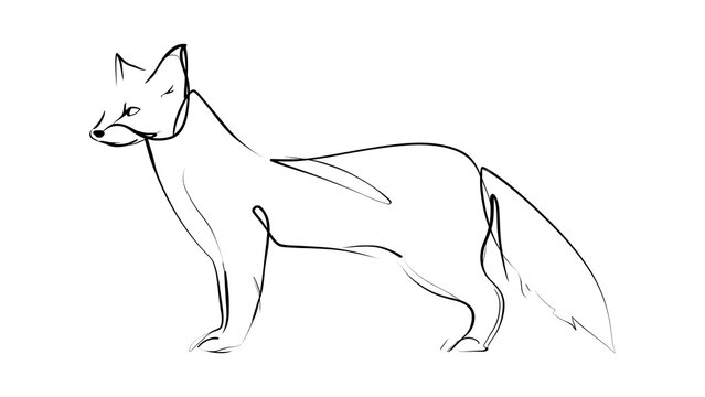 Minimalist fox line drawing white background.