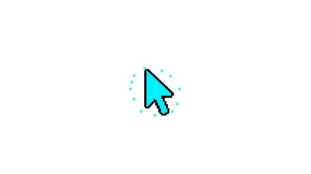 Cursor click animation featuring mouse pointer, pixel hand cursor and interactive selection icons for looping 4K alpha channel motion graphics