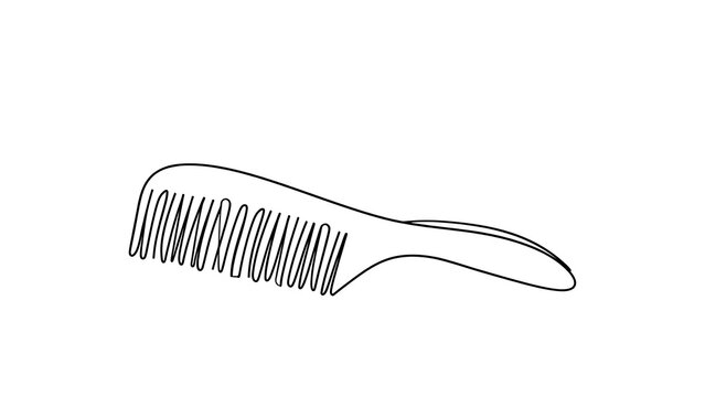 Minimalist line art hair comb white background.