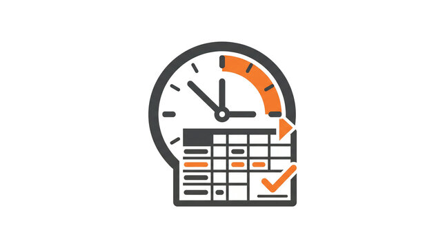 Overtime work hours icon with clock gauge and timesheet for labor time management and workplace overtime tracking