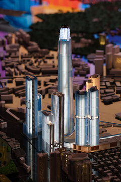 Scale model of The Exchange 106 skyscraper displayed in Kuala Lumpur city model exhibition.