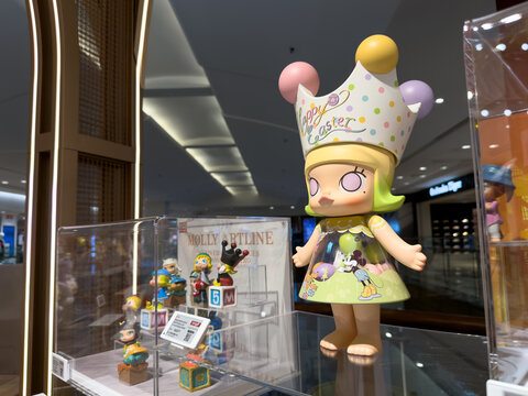 PENANG, MALAYSIA - JUL 21, 2026: Molly Happy Easter collectible figure displayed inside Pop Mart retail store.