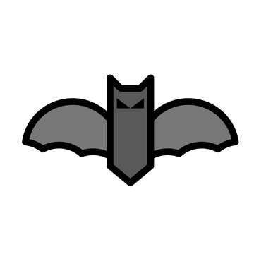 Gray Bat Icon - Halloween Cartoon Bat Flying Vector Illustration