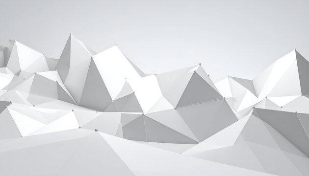 White, geometric landscape with connected triangular shapes mimicking a mountain range