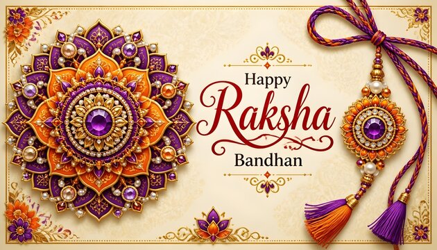 Decorated rakhi for Indian festival Raksha Bandhan Greeting Card Template Design with nice illustration in a creative background,