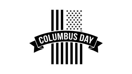Obraz premium Vintage Columbus Day emblem design. American flag banner logo. Patriotic holiday graphic element. Retro badge for printing and web design