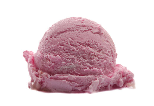 Ice cream ball strawberry flavored isolated on white background