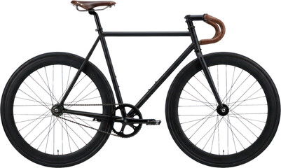 Naklejka premium Matte black fixed gear bicycle on black background.