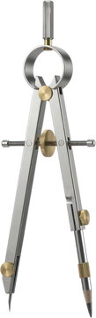 Metal drafting compass for geometry and technical drawing