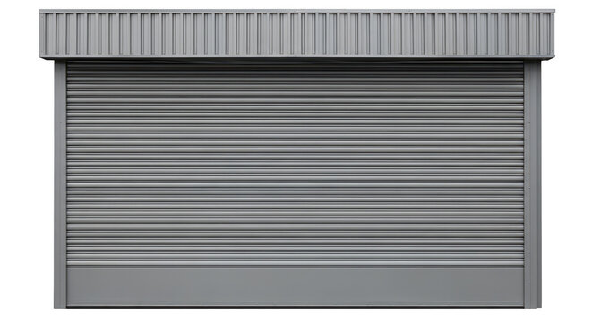 Modern gray rolling shutter door isolated on transparent background