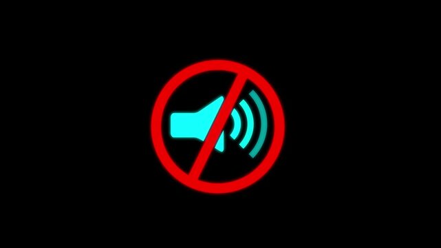 Mute Speaker Icon with No Sound Symbol, Audio Disabled Notification, Silent Mode, Volume Off  4k animation .