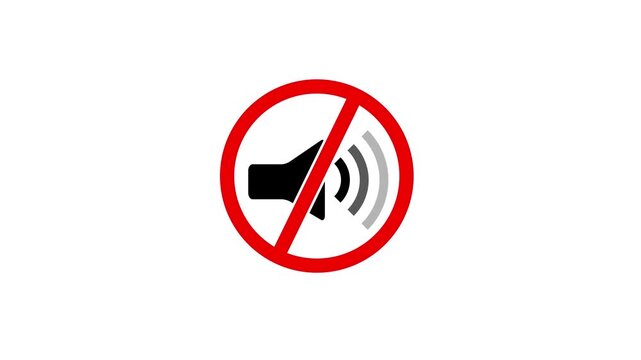 Mute Speaker Icon with No Sound Symbol, Audio Disabled Notification, Silent Mode, Volume Off  4k animation .