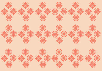 Fototapeta premium Elegant seamless floral geometric pattern featuring coral flower motifs arranged in a repeating design on a soft beige background. Ideal for wallpapers, fabric, wrapping paper, textiles,and stationery