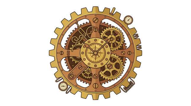 Steampunk Clockwork Gear Mechanism Illustration
