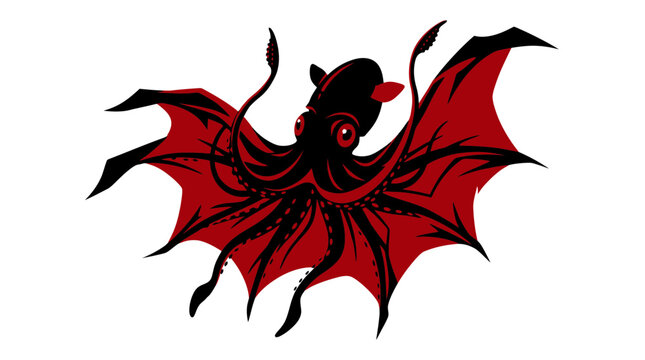 Stylized Vampire Squid Illustration on Isolated Background