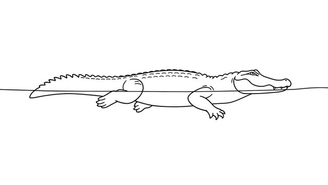 Crocodile line drawing on white background.