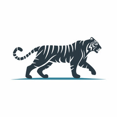 Obraz premium Minimalistische Tiger-Silhouette – Kraftvoller Tiger als Vektorillustration