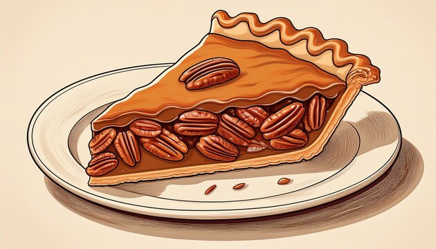 pecan pie dessert slice minimalist line art generative ai
