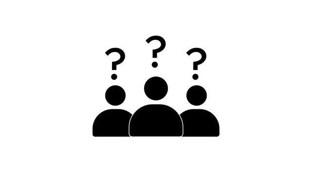 Animated question mark above people silhouettes on green screen for business faq and problem solving concepts