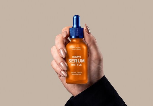Serum Glass Bottle Mockup For Branding And Packaging Design