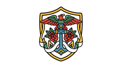 Obraz premium Emblem with Eagle, Anchor, and Roses
