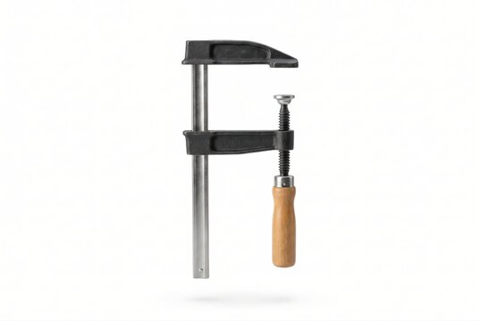 F clamp tool for woodworking and carpentry isolated on white background