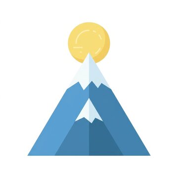 Mountain peak with sun icon