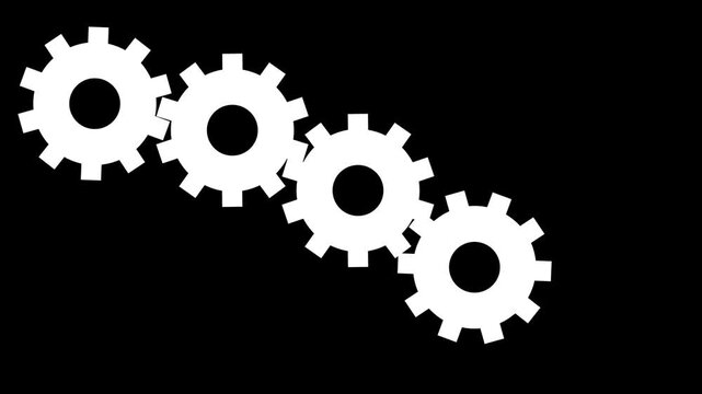 Interlocking Gears rotating smoothly in a clean dark studio demonstrating mechanical connection and teamwork