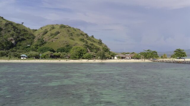 erial drone view of Kanawa Island beach, Komodo National Park, Indonesia