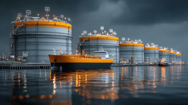 Where energy rests: overhead perspective of oil terminals and tr
