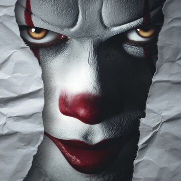 Joyful paper clown on bright display: a tribute to april fools day. Drama poster. Gleaming paper clown art with pastel accents celebrating april fools day. Cinema artwork. Promotional poster.