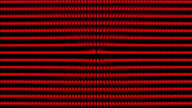 Abstract red glowing dot matrix tunnel with radiating light perspective on black futuristic background