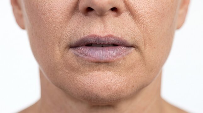 Central Cyanosis Showing Blue Lips as Clinical Sign of Hypoxia and Oxygen Deficiency