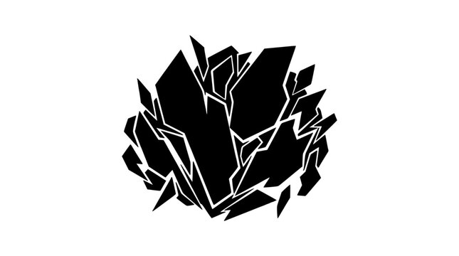 Shape Abstract Cluster with Angular Fractured Polygon Facets and Sharp Geometry on Minimalist White Background