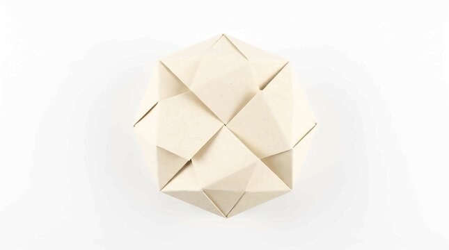 Origami geometric paper shape created with white cardstock isolated against a clean bright studio background surface