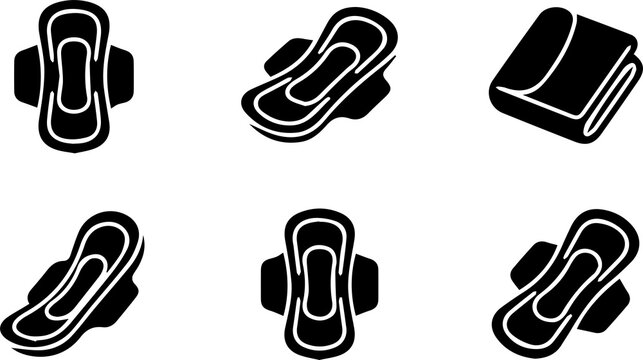 Sanitary Napkin Icon Set Feminine Hygiene Pad Vector