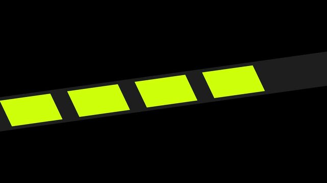 Neon yellow caution tape strip moving background, industrial hazard warning border, safety barrier motion for construction and animation 4k