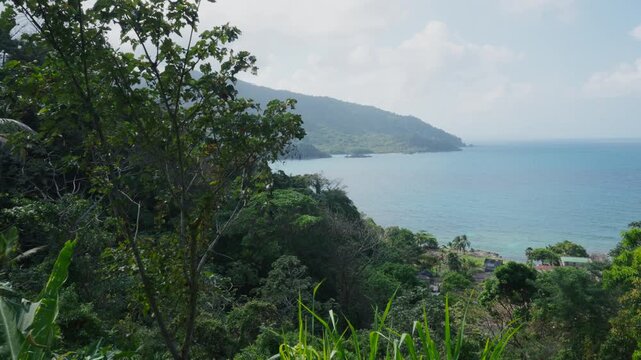 panoramic view of Playa La Miel, Panama, on the border with Colombia