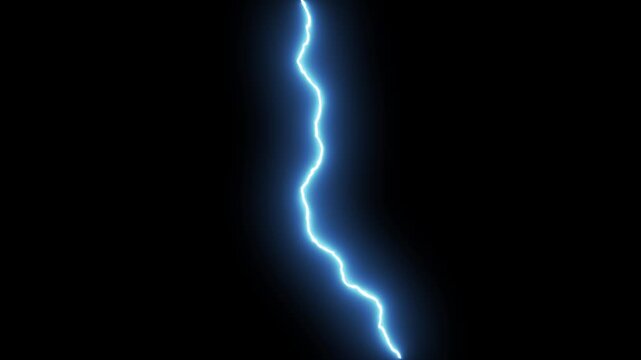 Beautiful lightning strikes, powerful electric lightning bolt, realistic electric lightning strike energy flash effect on black background. powerful thunder electricity bolt animation. 4k