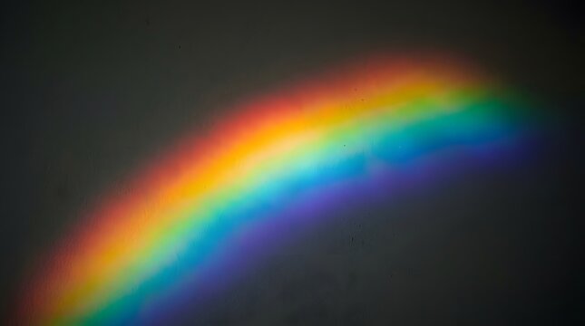 Abstract natural rainbow light spectrum refraction on dark background. Bright prism effect for creative design, overlay and aesthetic backdrop.
