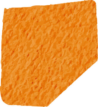 Abstract textured orange geometric shape with rough surface pattern